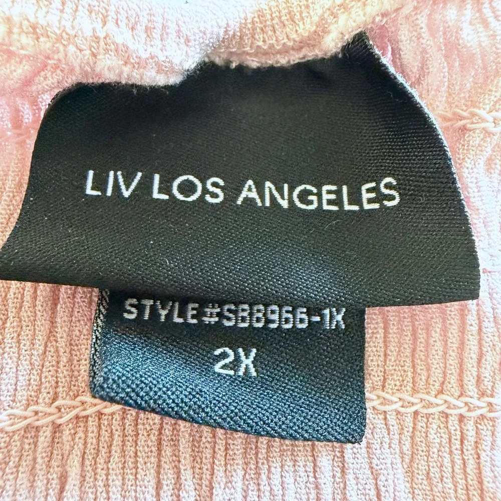LIV LOS Angeles Pink Smocked Peasant Boho Crochet Lace Top Plus Size 2X Coquette